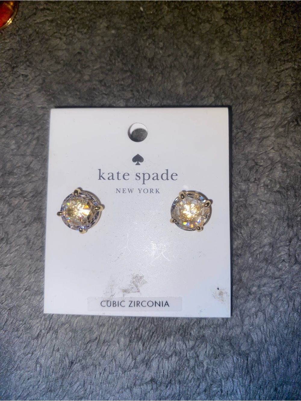 kate spade gold-tone clear cubic zirconia stud earrings